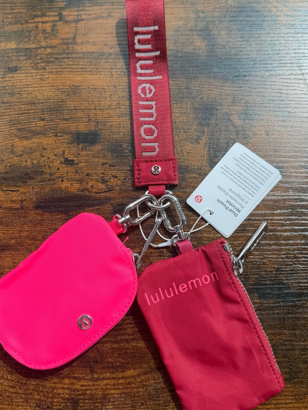 Lululemon Dual Pouch Wristlet | NWT | Red/Pink | Phone & Essentials Pouch ❤️🩷